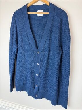Bellwood Italy Merino Wool Cashmere Blend Cardigan Sweater IT 54 XL Blue Knit